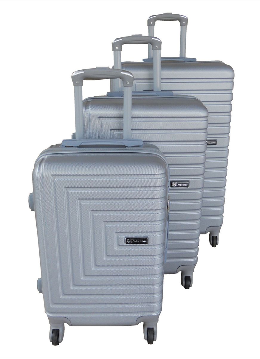 3 Piece Mooistar 28 inch Travel Luggage Suitcase Bag Set - Silver