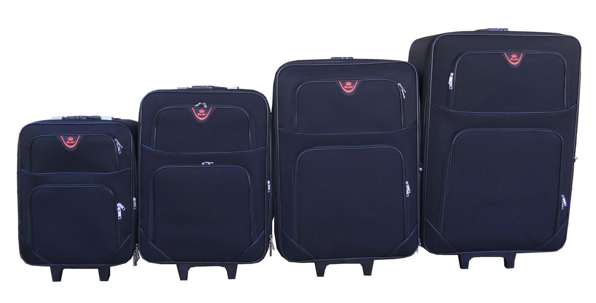 Trolley 4 Piece Travel Luggage Spinner - Fabric - Black