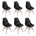 Wooden Leg Dining Chairs - Six Pack - Yellow Colour - Black
