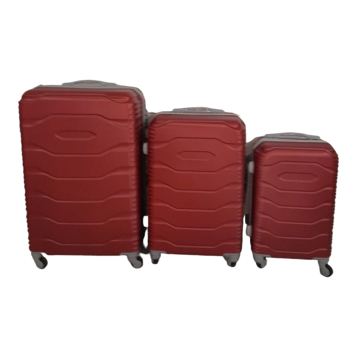 SMTE - 3 Piece ABS Trolley Luggage Bag SetV1F18Red