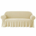 SMTE - Frilled Elastic Sofa Covers 3.2.1SeaterLight Beige