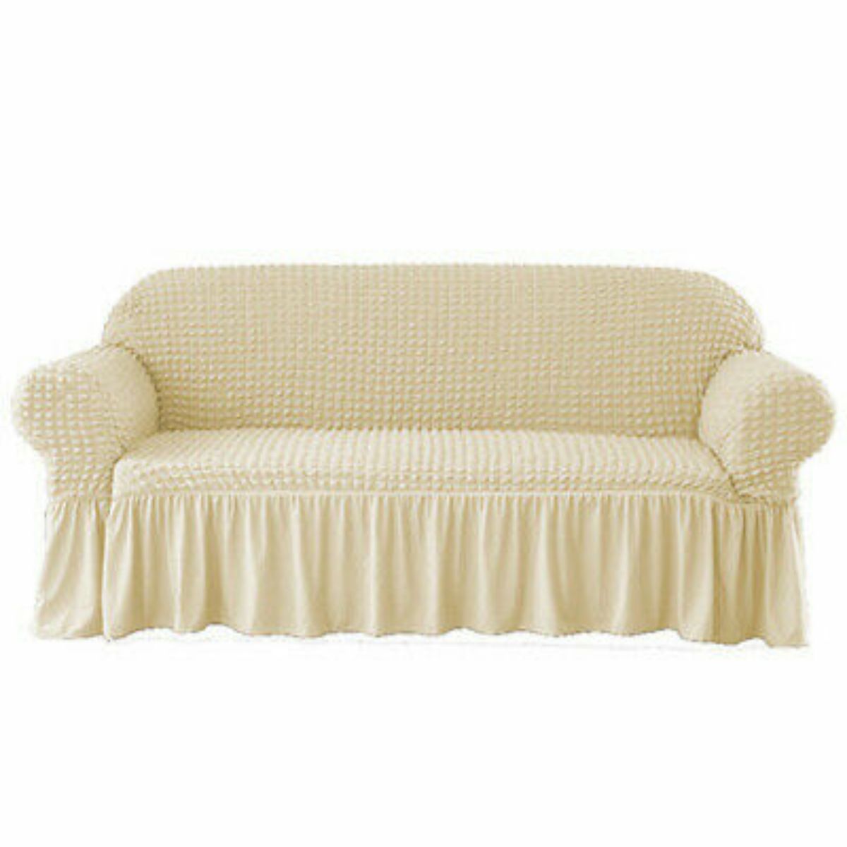 SMTE - Frilled Elastic Sofa Covers 3.2.1SeaterLight Beige