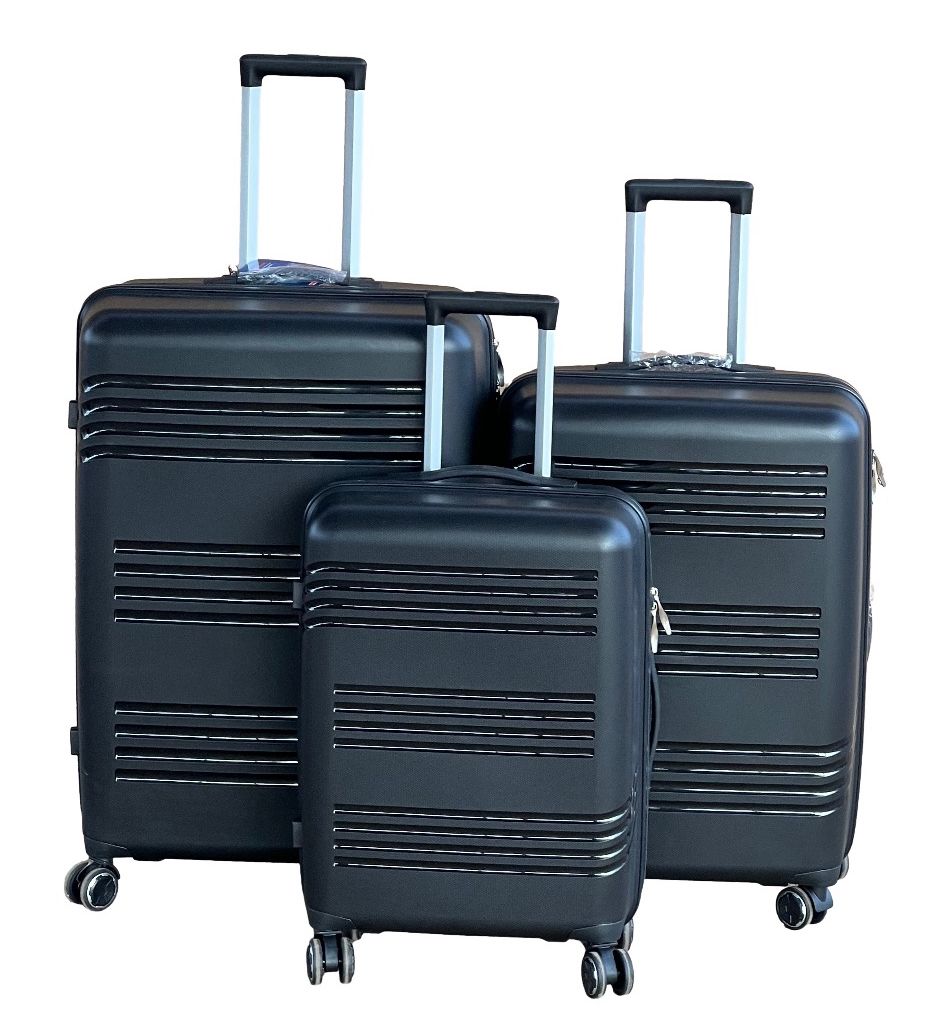 SMTE - Le Emporer 3Piece Suitcase SetUnbreakable PP Material LuggageJet Black