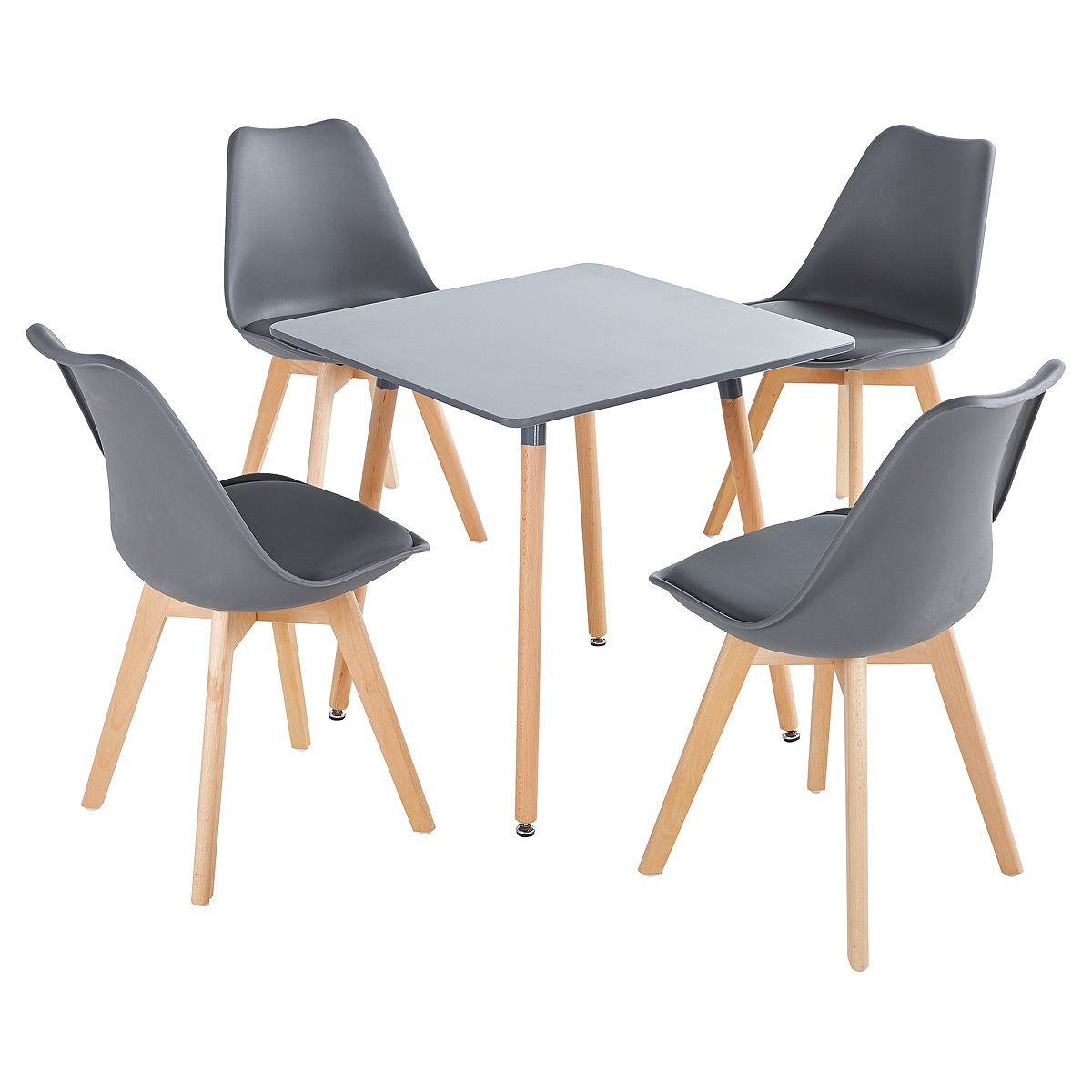 SMTE - Dining Suite / SetSquare Dining Table with Four Padded ChairsGrey