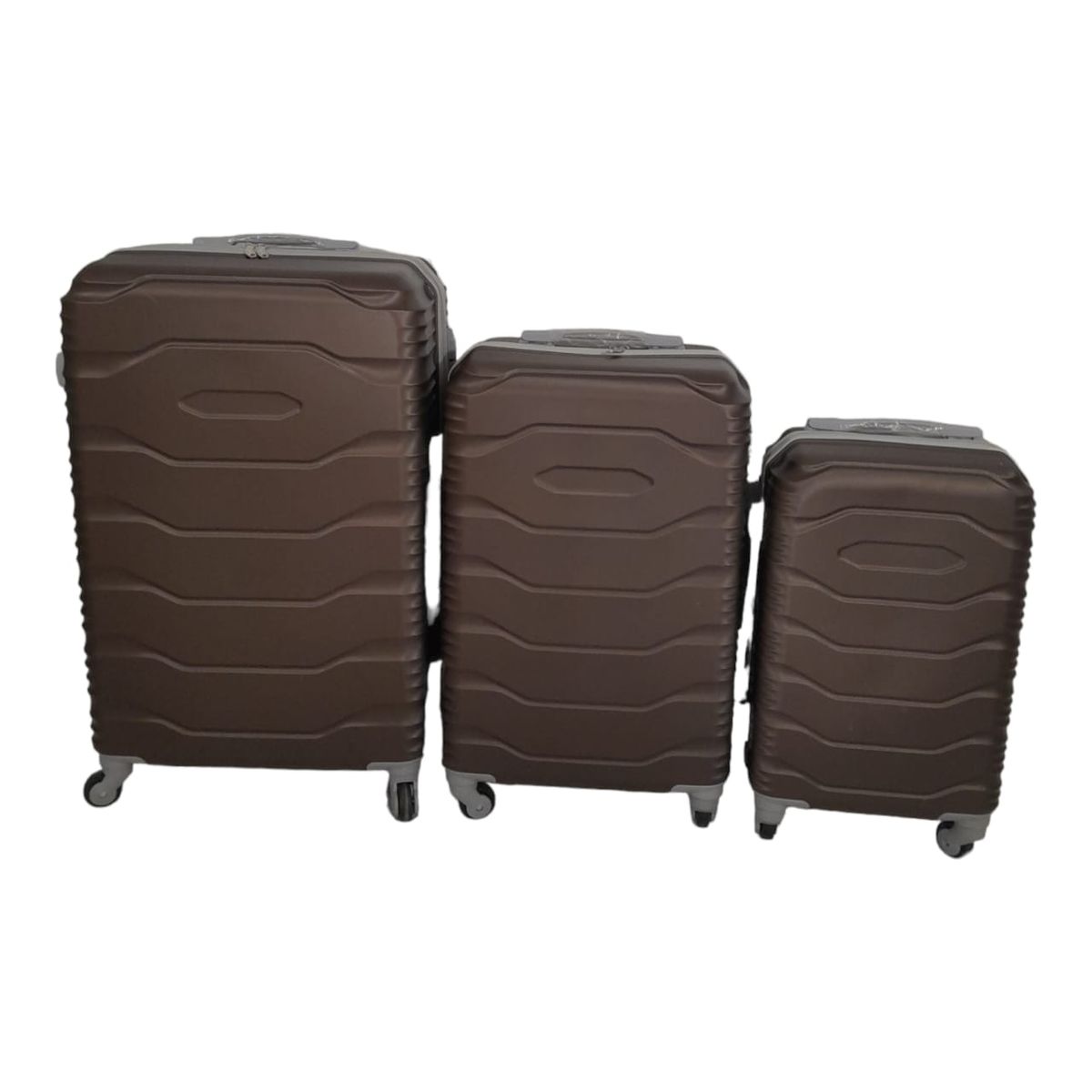 SMTE - 3 Piece ABS Trolley Luggage Bag SetV1F18Brown