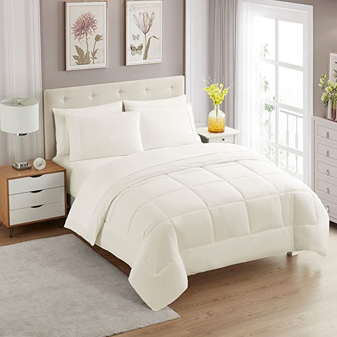 SMTE - 5 Piece Plain Comforter SetWhiteKing