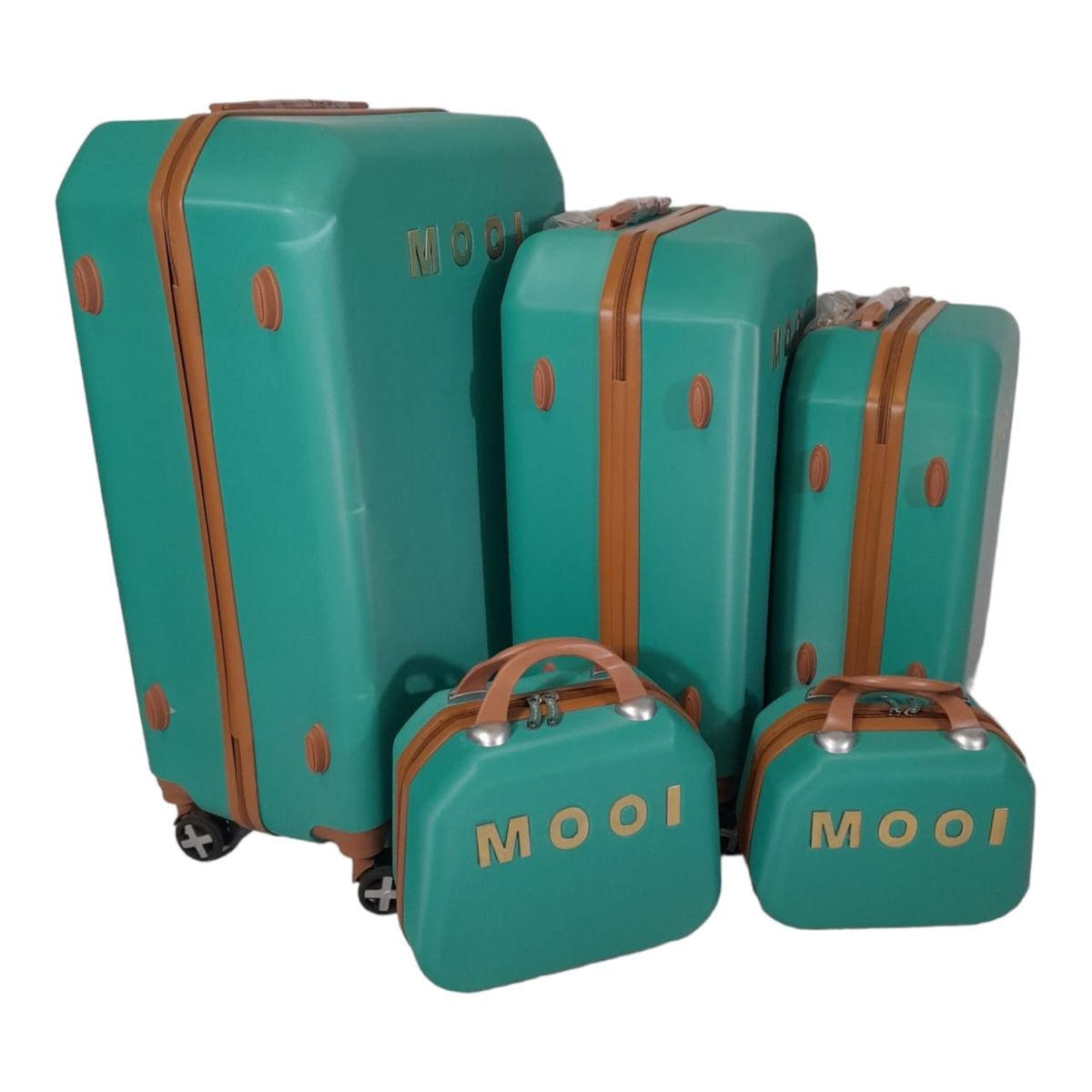 SMTE - Quality Luggage Suitcase Hardshell Mooistar 5 PieceGreen