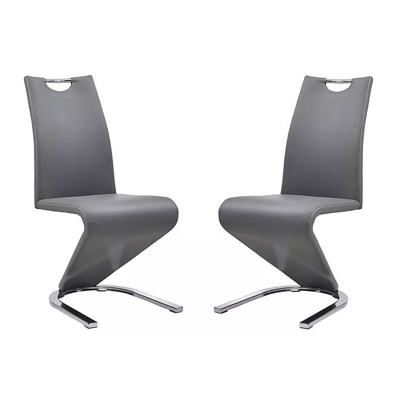 SMTE - Set of 2 ZShape Luxury and Modern Dining ChairsGrey