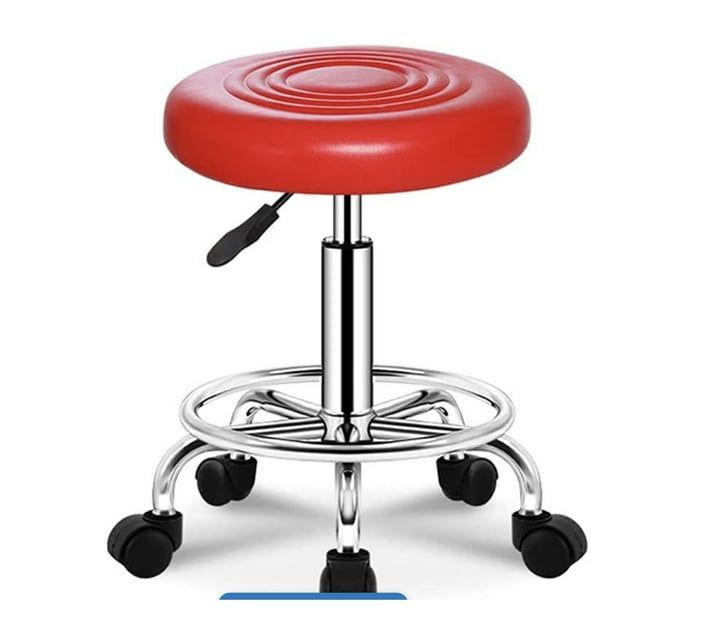 SMTE - Modern and Adjustable Mini Bar Stool with WheelsRed
