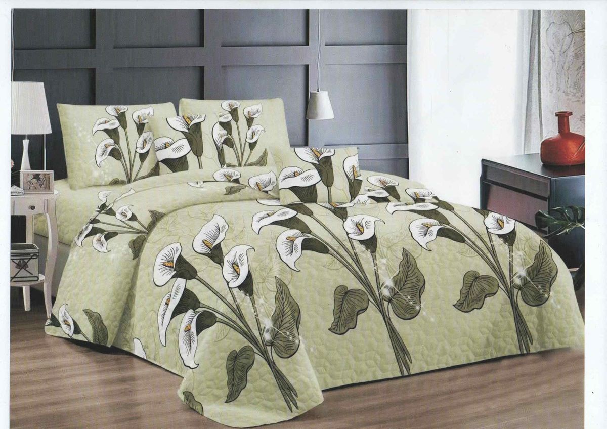 SMTE - Bedspread Set 5 Piece MicrofiberF14D9(Green)Queen