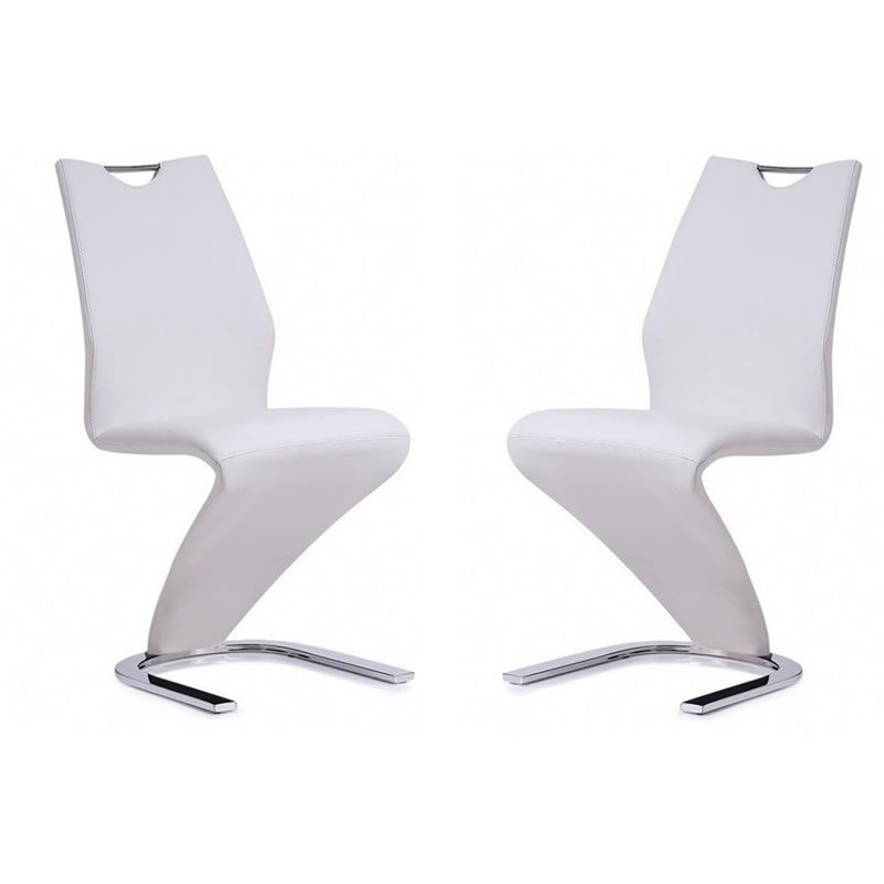 SMTE - Set of 2 ZShape Luxury and Modern Dining ChairsWhite