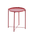 SMTE - 1 Tier Colourful Metal Round Side Table/Tray Table/Coffee TableRed