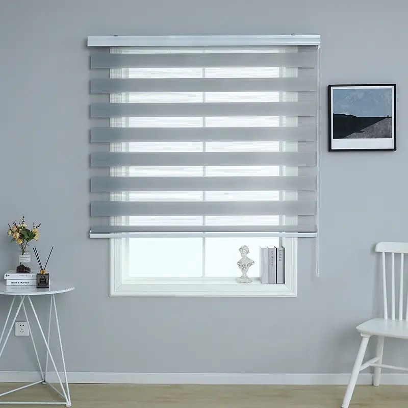 SMTE - Quality Roller Zebra Blinds Dual Layer, Day Night Blinds for WindowsGrey150 cm