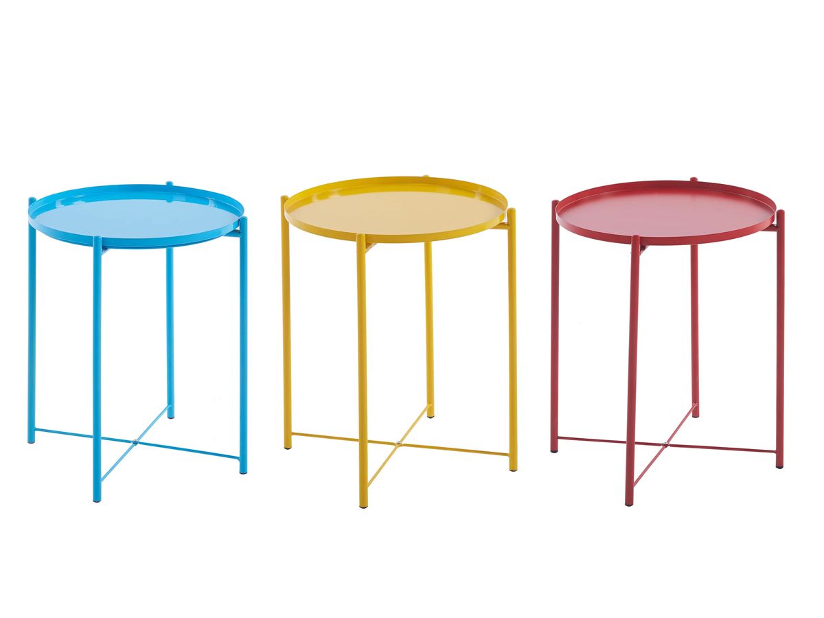 SMTE - 1 Tier Colourful Metal Round Side Table or Coffee TableSet of 3pc