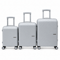 Sastro Gear 3-Piece PP Luggage Set - Grey Chevron — full product view