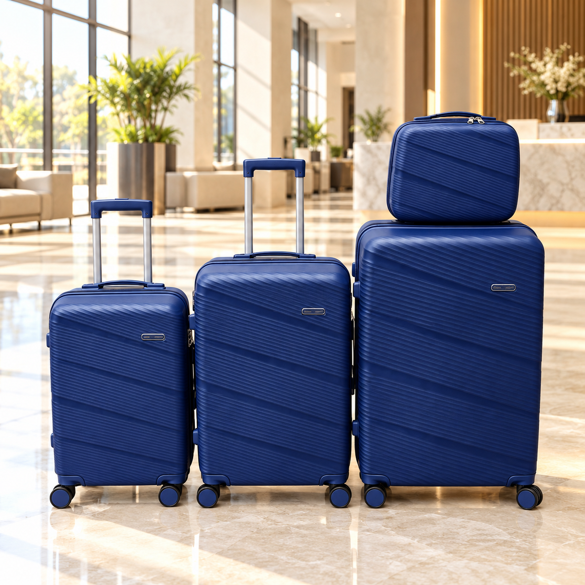 Sastro Gear navy blue four-piece luggage set