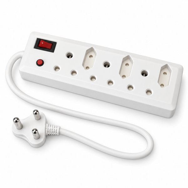 SMTE 6-Way Multi-Plug Adaptor with Attached Lead - White