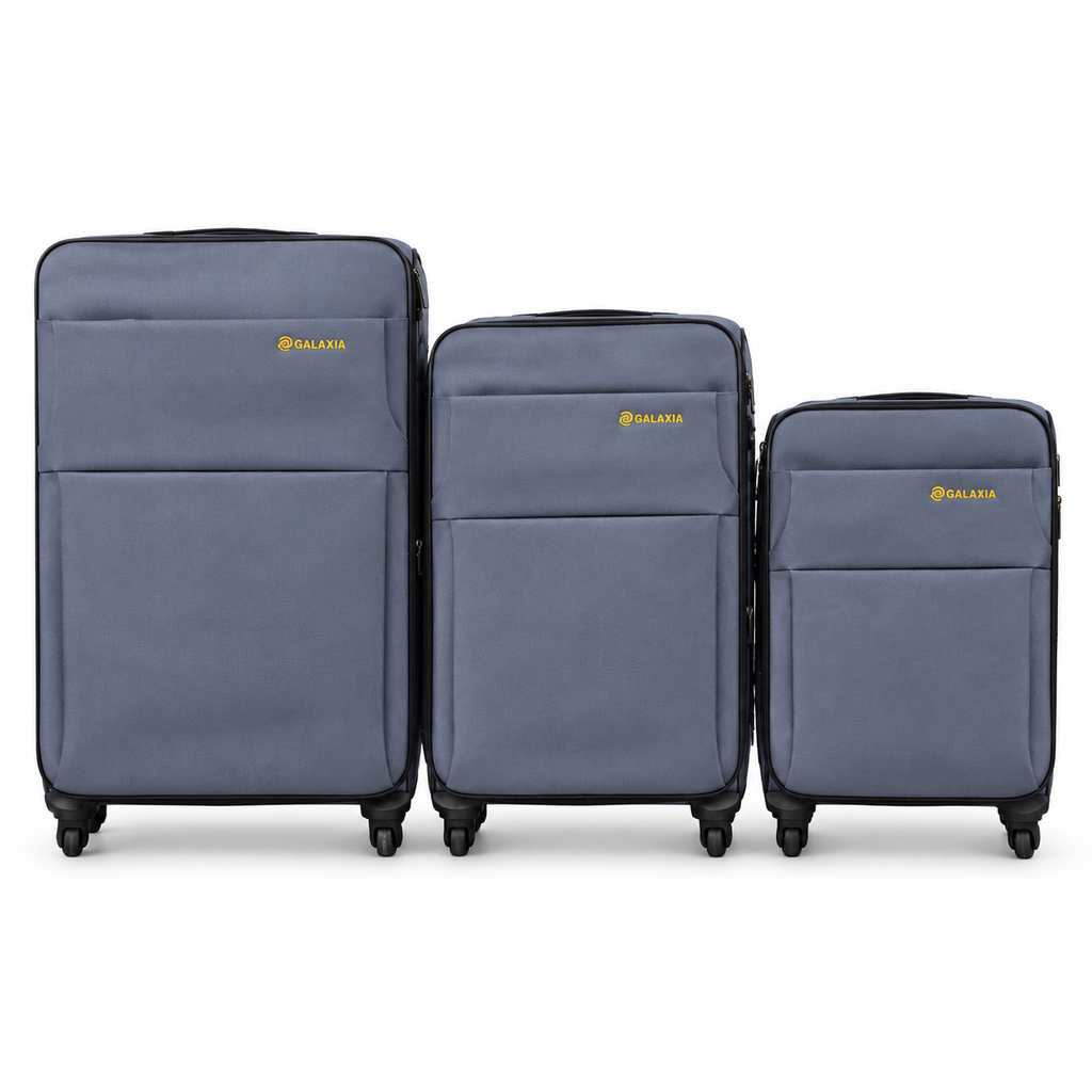 SMTE Galaxia 3-Piece Fabric Suitcase Set - Assorted Colour - hero view