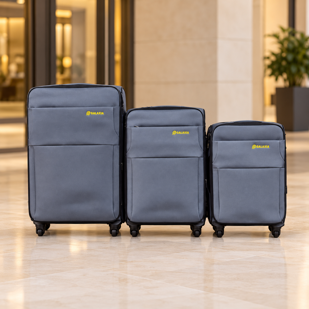 SMTE Galaxia 3-Piece Fabric Suitcase Set - Assorted Colour - lifestyle view