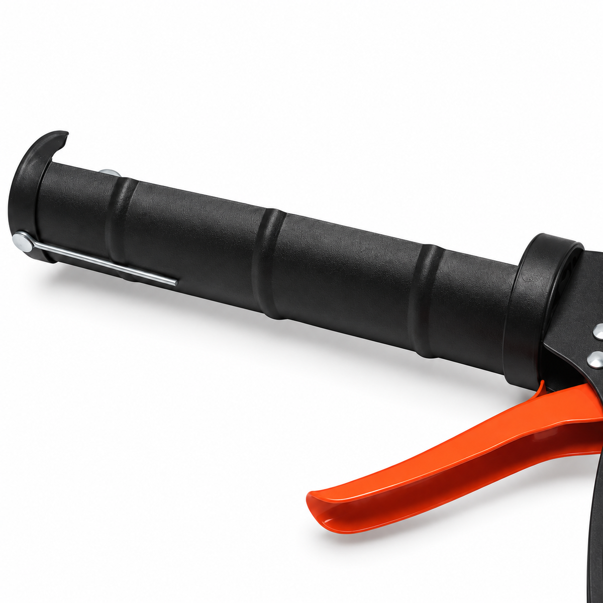 Close-up of the Finder caulking gun black cartridge cradle