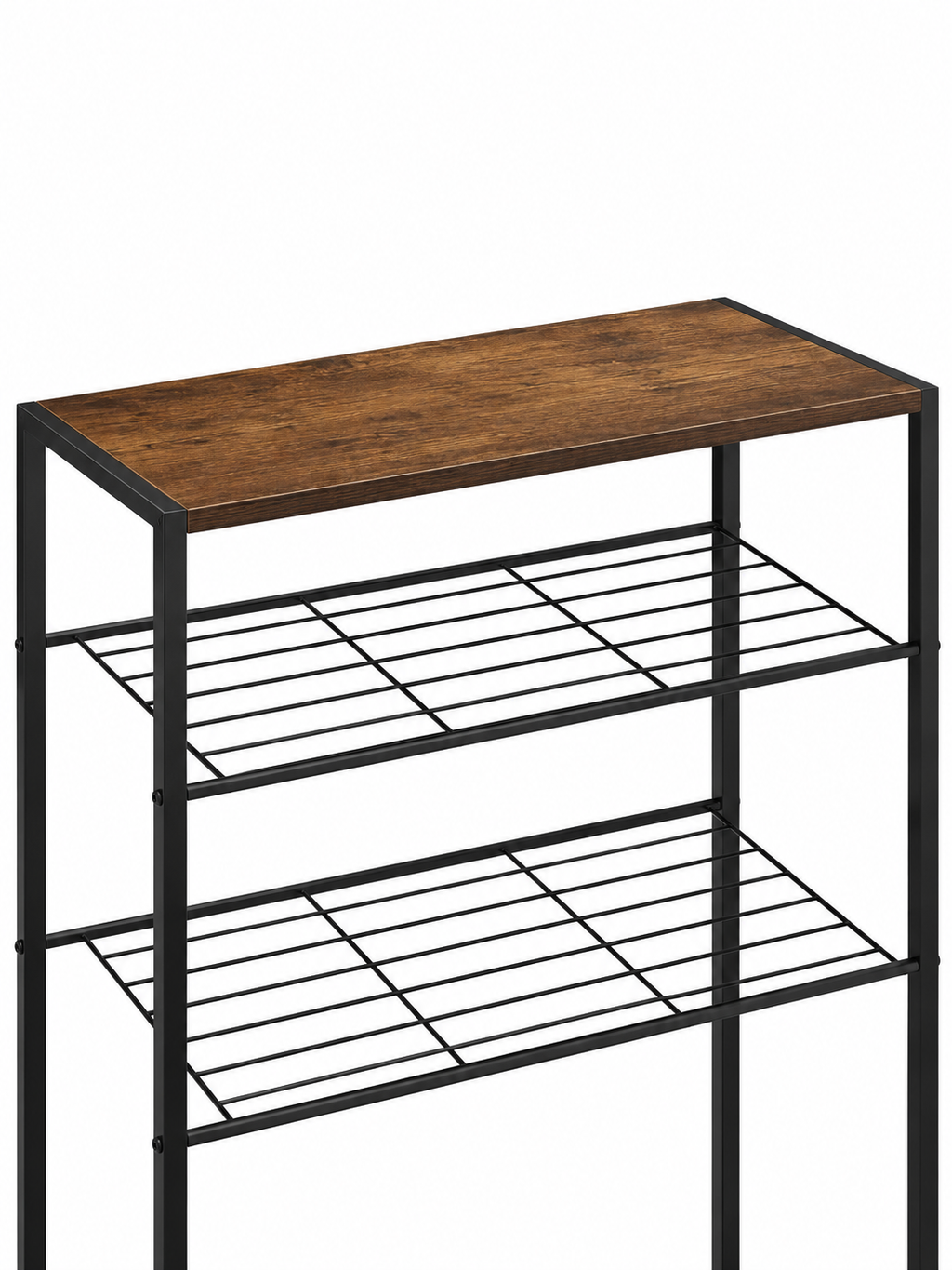 SMTE five-tier storage shelf with wood-effect top - upper detail