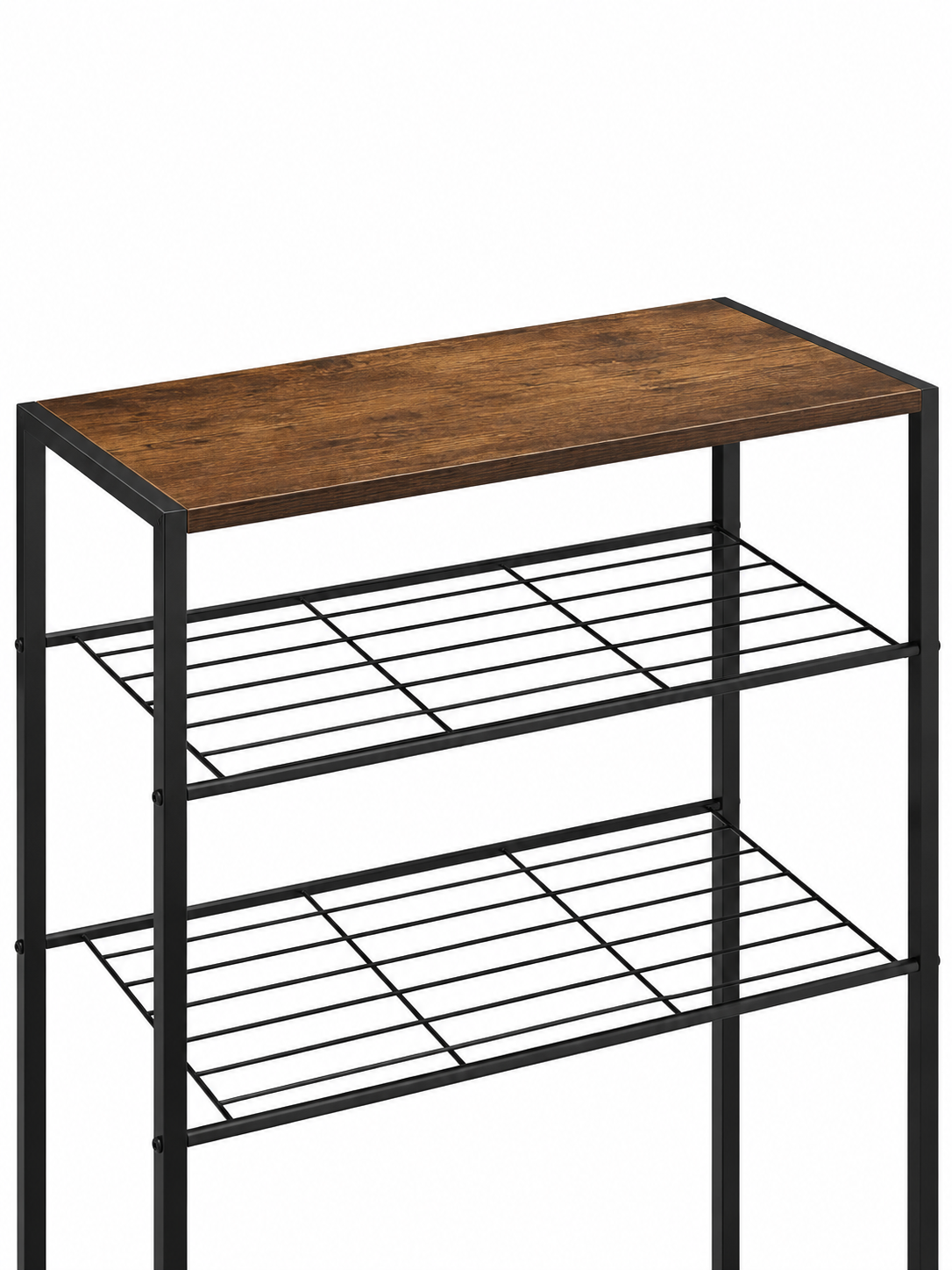 SMTE five-tier storage shelf with wood-effect top - upper detail