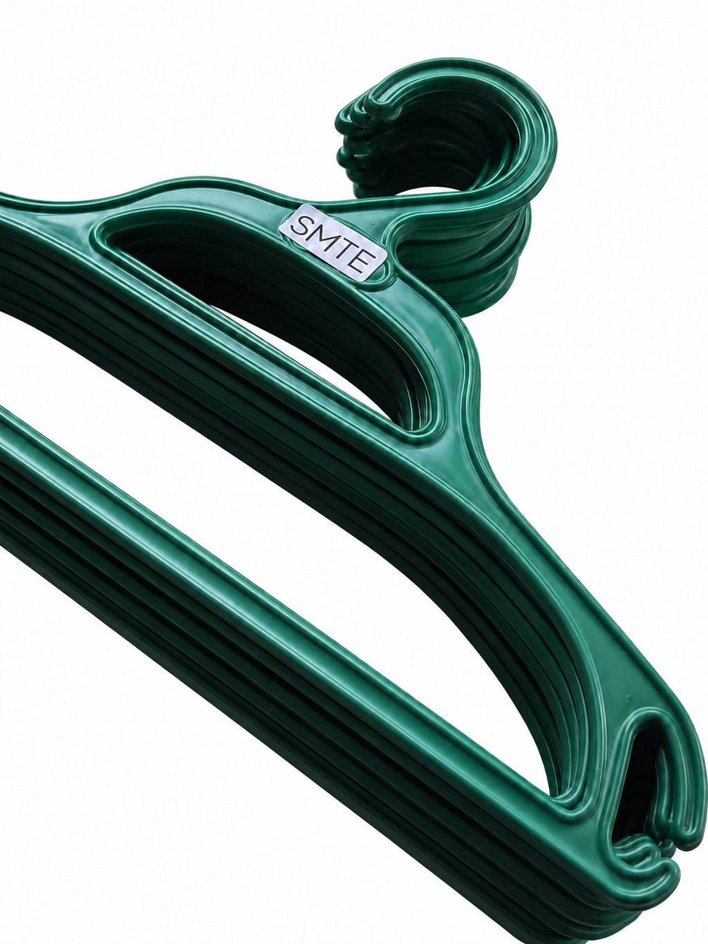 SMTE dark green clothes hangers pack of 10 hook and shoulder detail