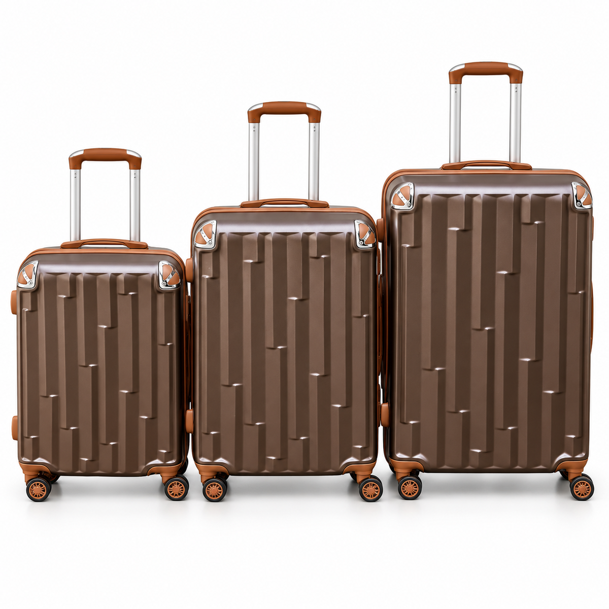 SMTE 3-Piece Geometric Groove Protected Suitcase Set - Assorted Colour - hero view