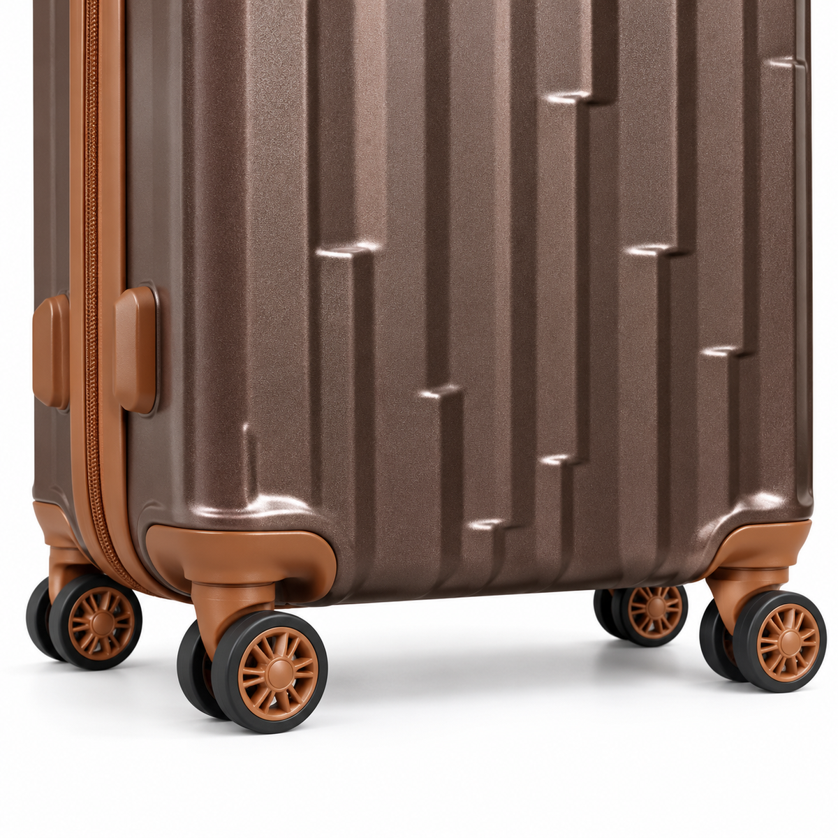 SMTE 3-Piece Geometric Groove Protected Suitcase Set - Assorted Colour - wheels view