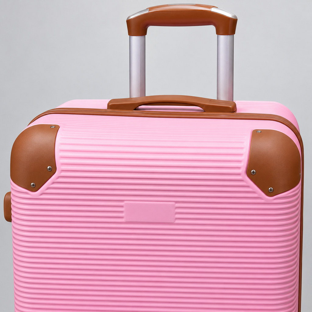 SMTE 3-Piece Ribbed Protected Suitcase Set - Assorted Colour - detail view