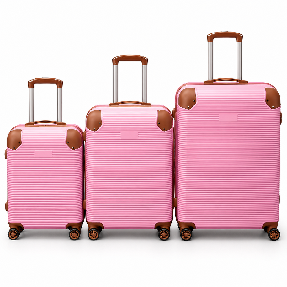 SMTE 3-Piece Ribbed Protected Suitcase Set - Assorted Colour - hero view