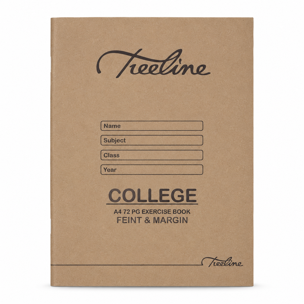 Treeline College A4 72-page exercise book with brown cover