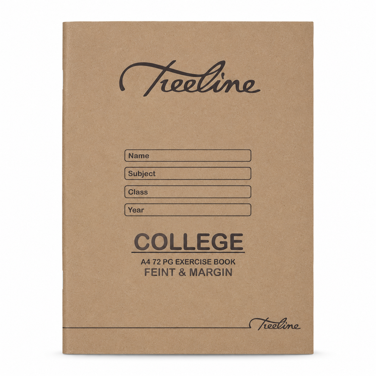 Treeline College A4 72-page exercise book with brown cover