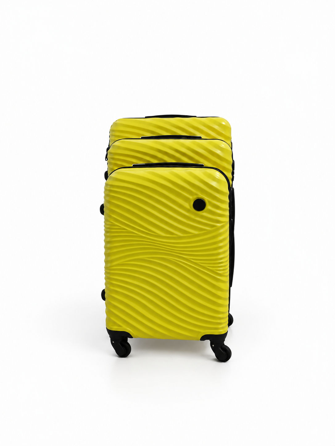 SMTE Wave three-piece suitcase design with black zipper trim, yellow colour example