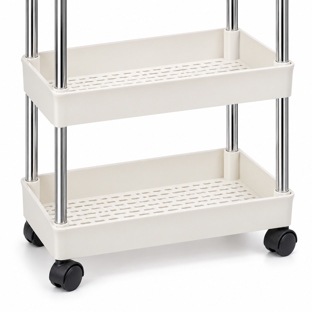 White four-tier storage trolley - detail view