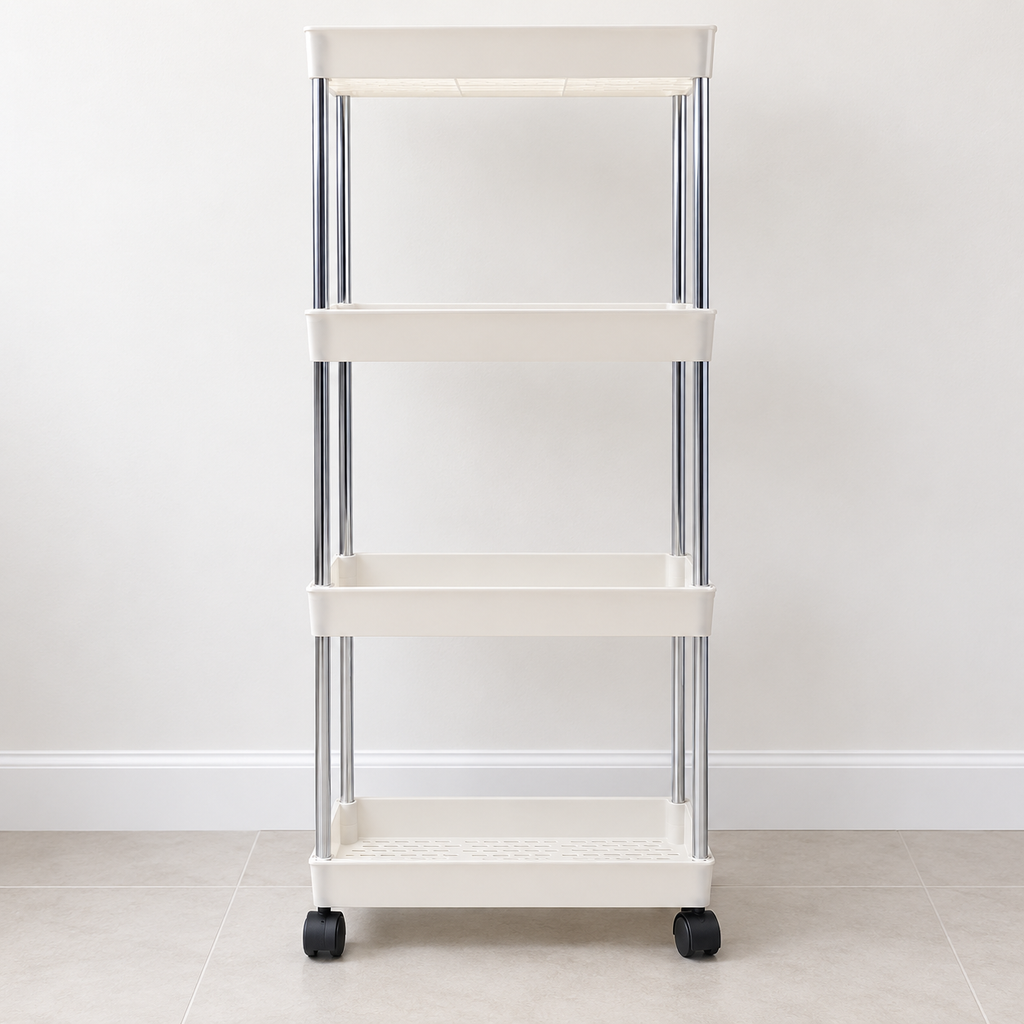 White four-tier storage trolley - home view