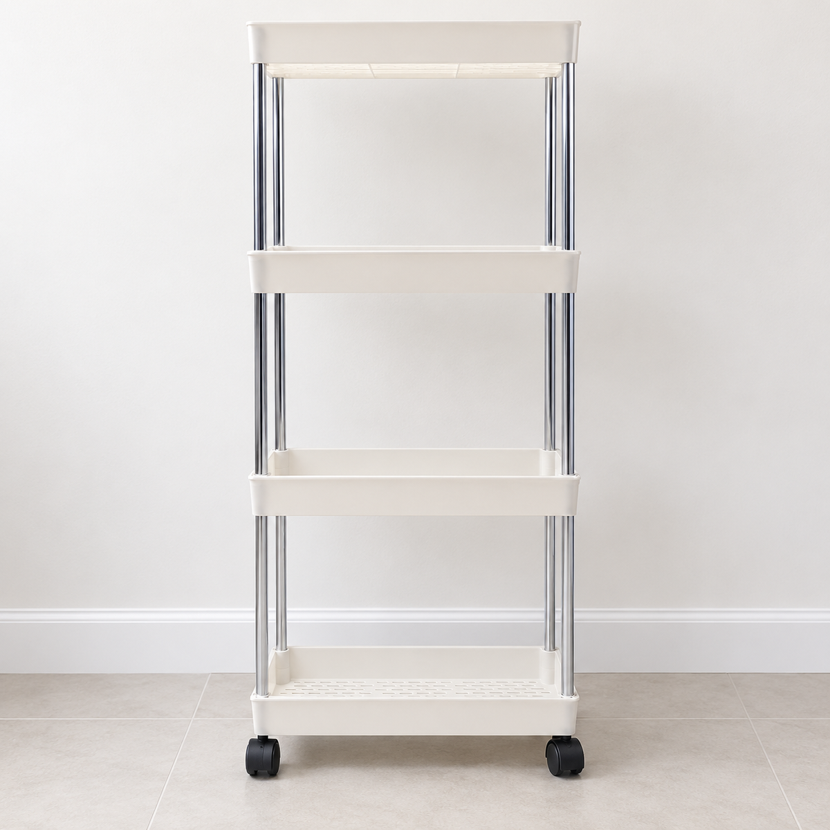White four-tier storage trolley - home view