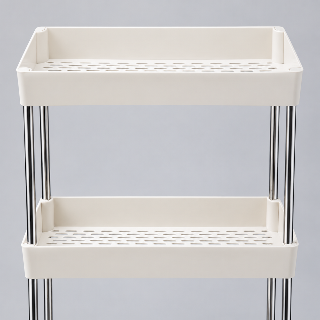 White four-tier storage trolley - upper view