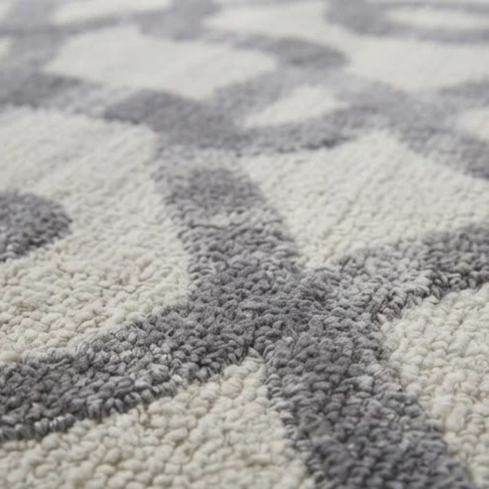 SMTE - Grey Geometric Rug - 200 x 290 cm Modern Area Carpet
