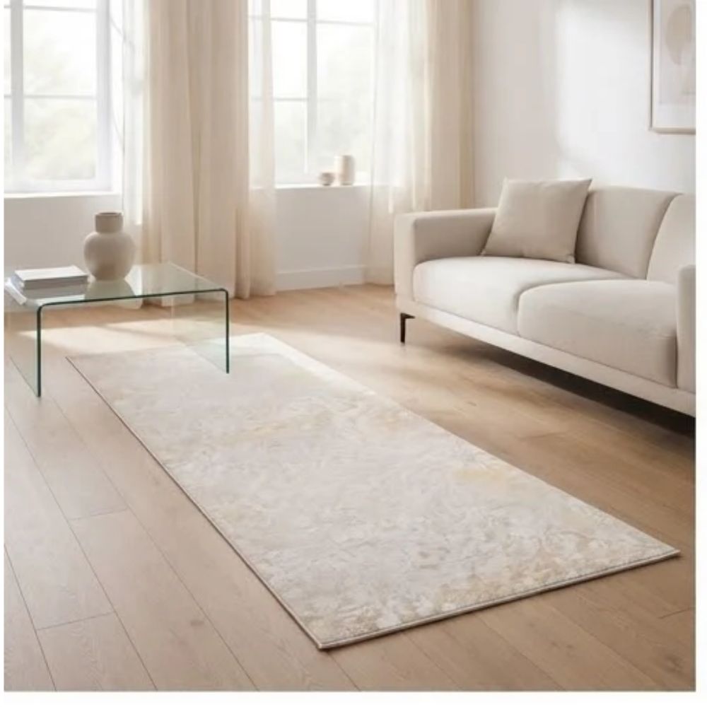 SMTE - Kristal Alin Runner Cream / Gold Rug - 80 x 300 cm Area Carpet ZULF13