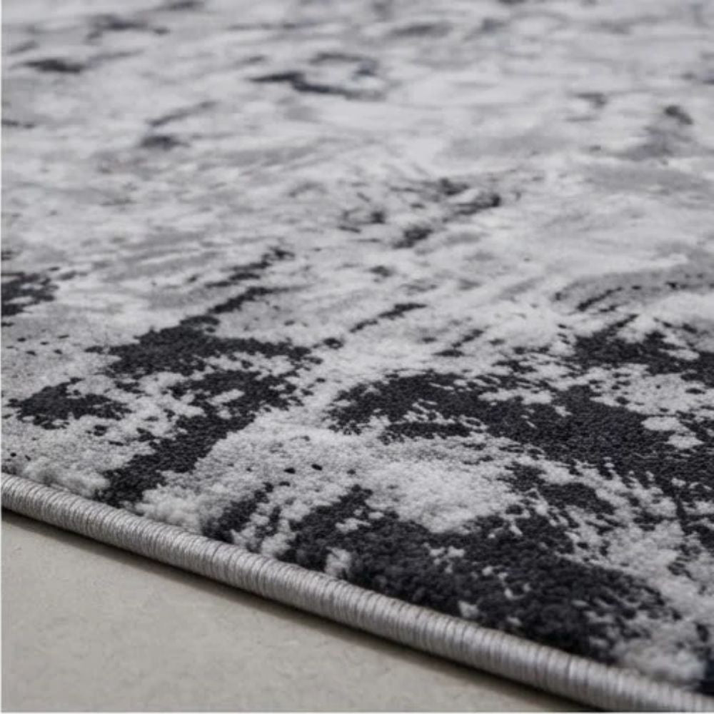 SMTE - Grey Black Abstract Rug - 200 x 290 cm Modern Area Carpet