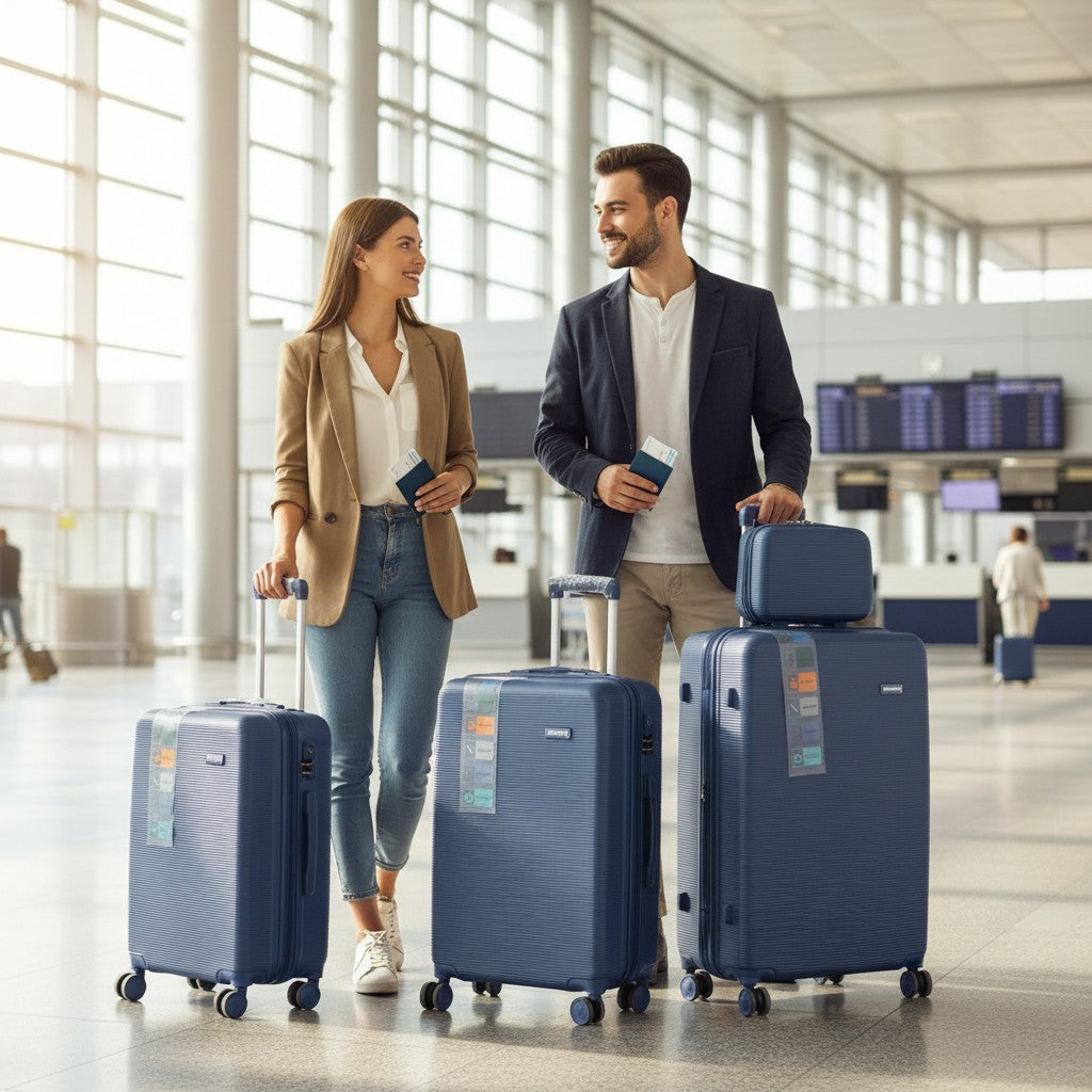 SMTE Satro Gear 4-Piece Polypropylene Unbreakable Suitcase Blue 8 Wheels