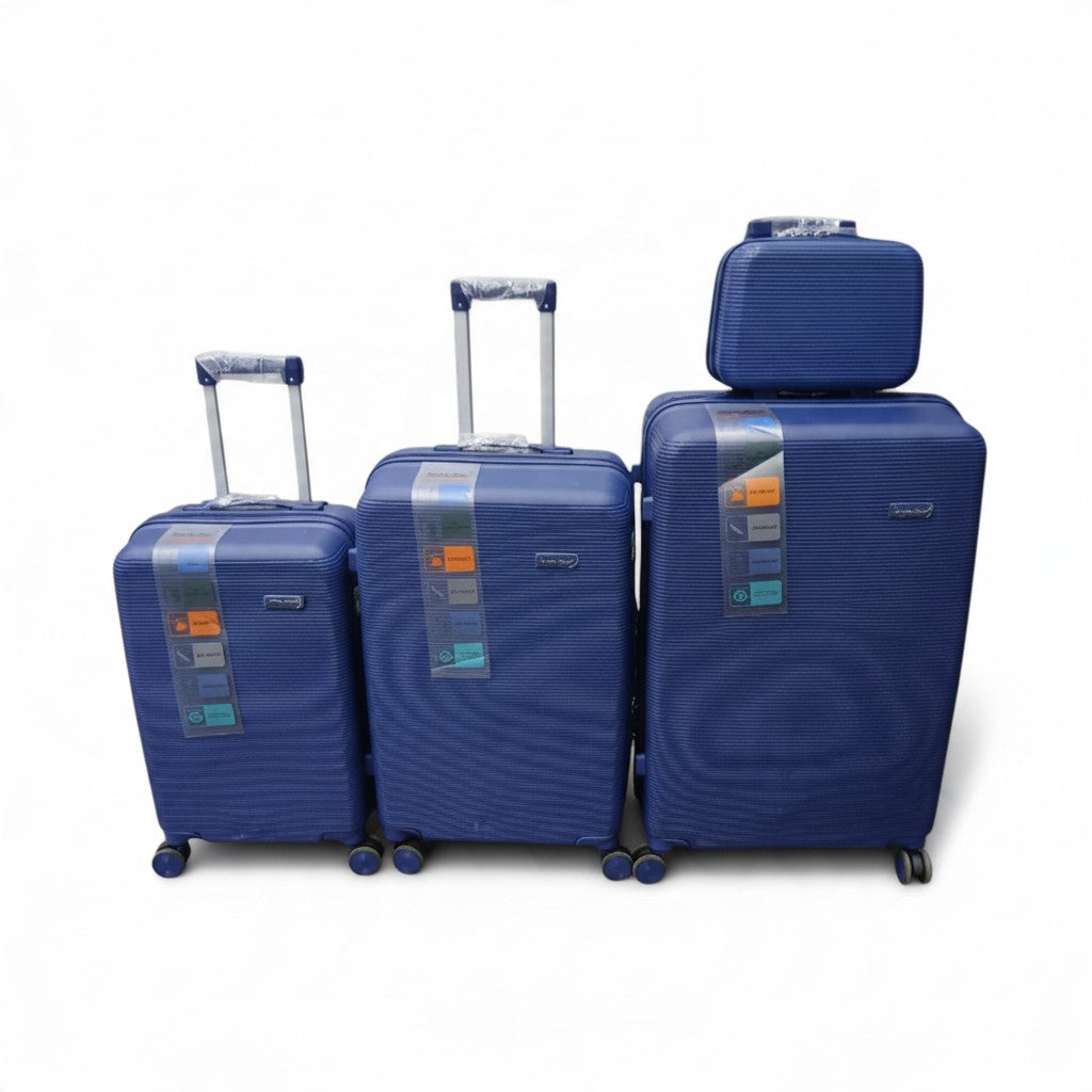SMTE Satro Gear 4-Piece Polypropylene Unbreakable Suitcase Blue 8 Wheels