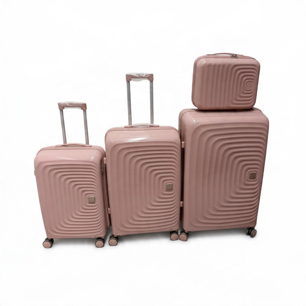 SMTE Satro Gear 4-Piece Polypropylene Unbreakable Suitcase Rose Gold 8 Wheels